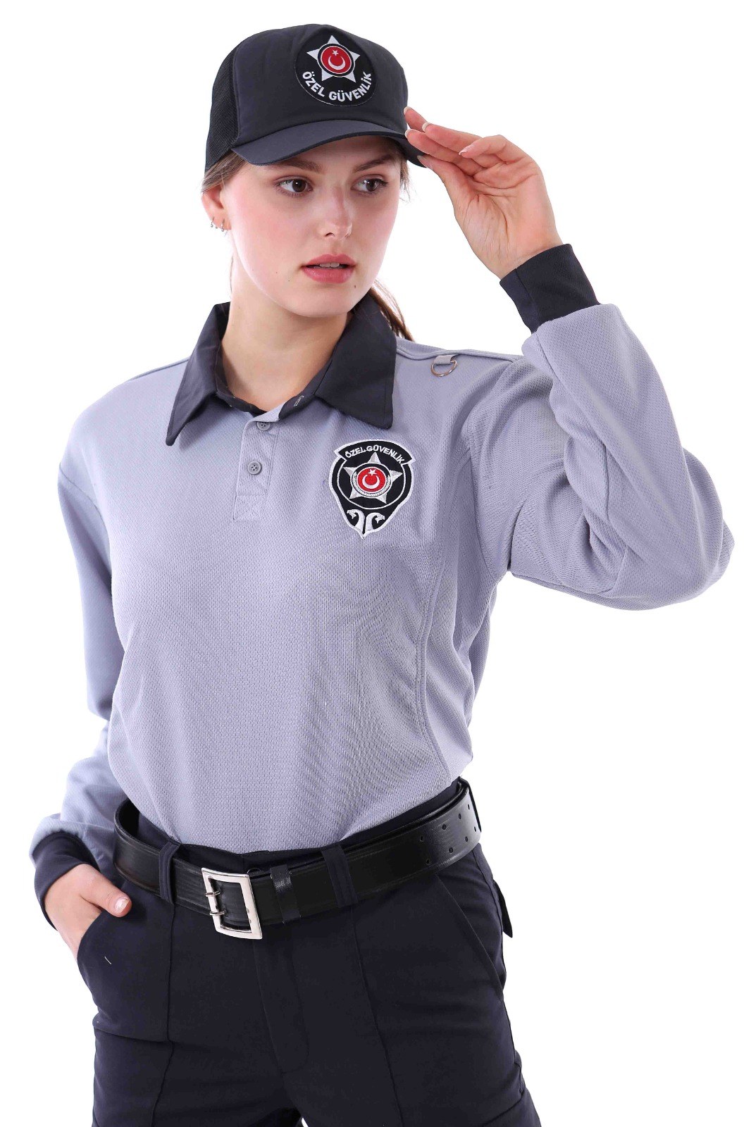 Gri Uzun Kol Özel Güvenlik Polo Tişört
