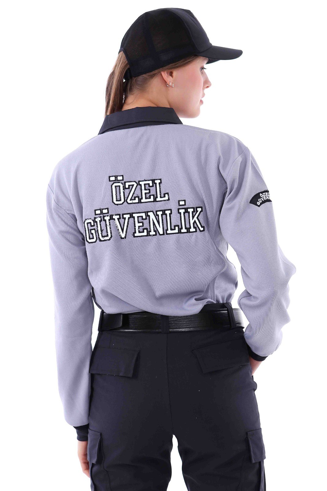 Gri Uzun Kol Özel Güvenlik Polo Tişört - Görsel 3